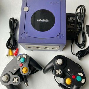 Nintendo GameCube Indigo Console + Cords + Controllers